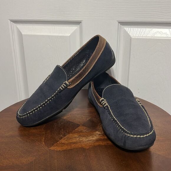 🔥🔥 MARTIN DINGMAN Royal Venetian Driving Loafer Men Size 9.5M Navy Blue Canvas - Picture 4 of 14